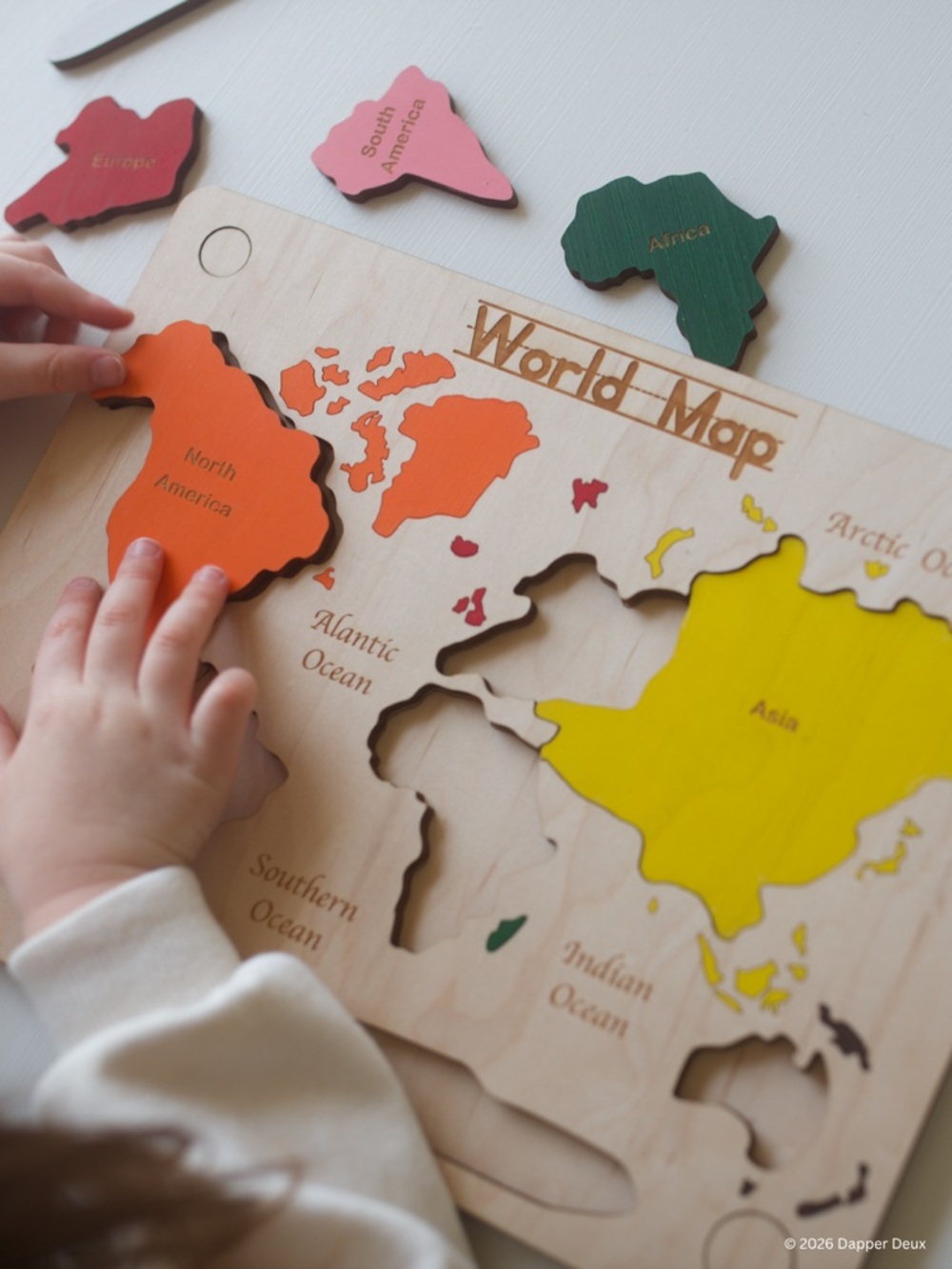 Wooden World Map Puzzle - Multicolor Educational Toy